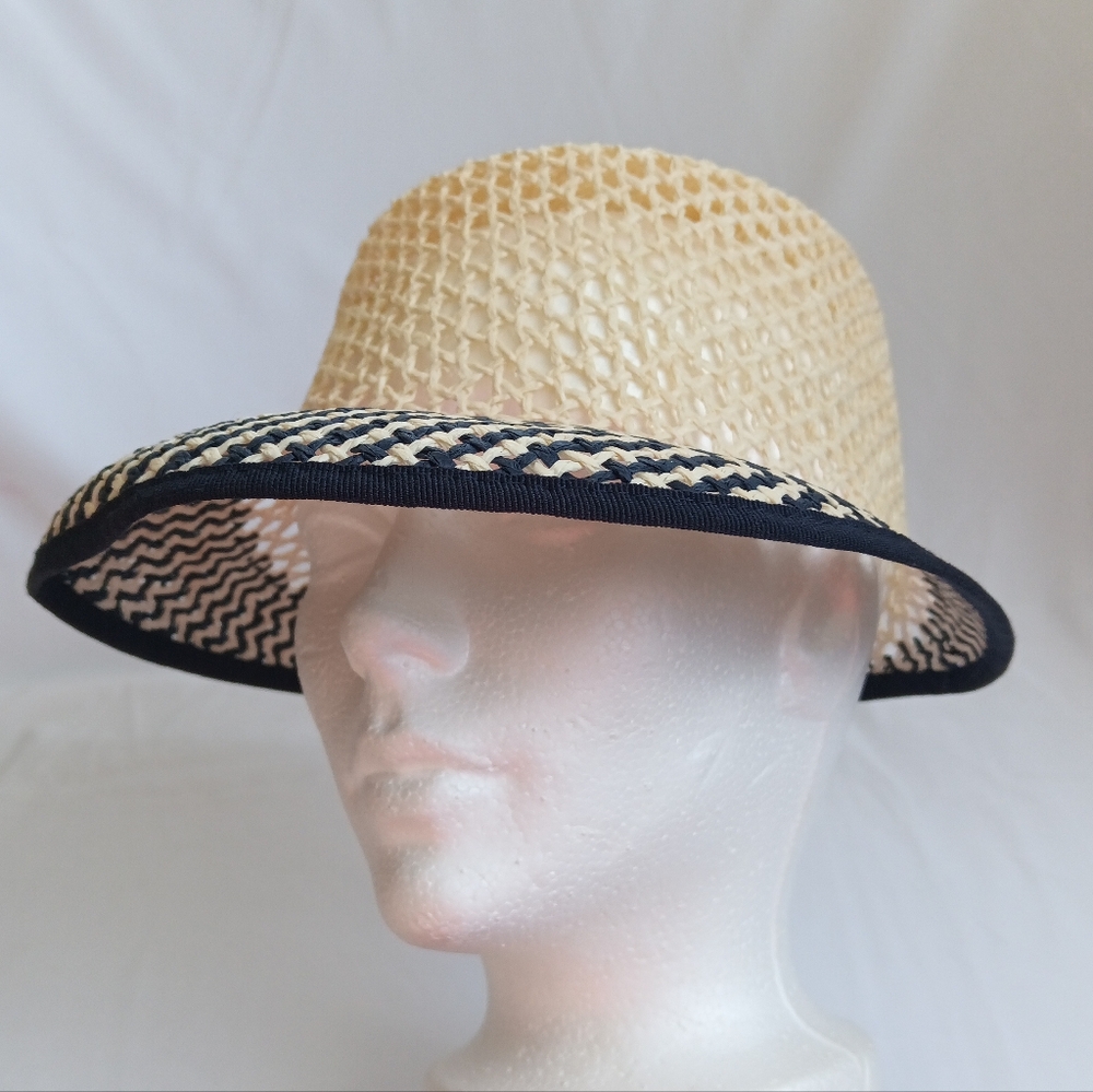 3for$15☘️Sun Hat with Black Trim Made in Italy size M
